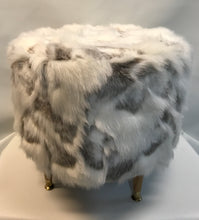 Load image into Gallery viewer, White Faux Fur Ottoman - InRugCo Studio &amp; Gift Shop